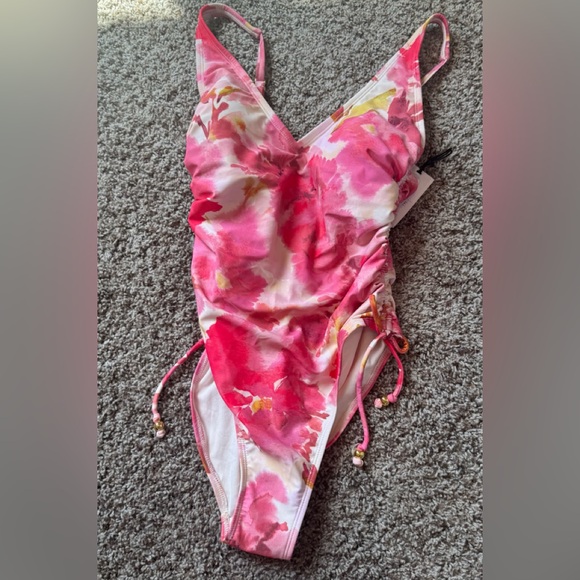 Shade & Shore Pink Floral One Piece - Picture 1 of 4
